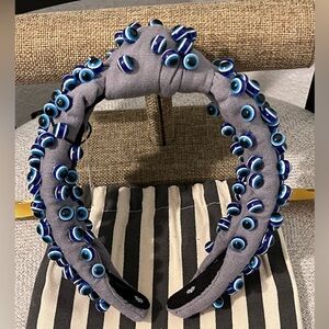 LELE SADOUGHI NWT  LIMITED EDITION EVIL EYES KNOTTED PEWTER HEADBAND